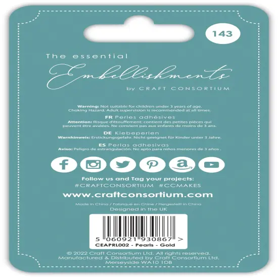 Craft Consortium Essential Adhesive Pearls 143/Pkg-Gold {3}
