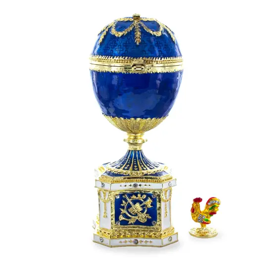 1904 Kelch Chanticleer Blue Enamel Royal Imperial Easter Egg with Clock {4}