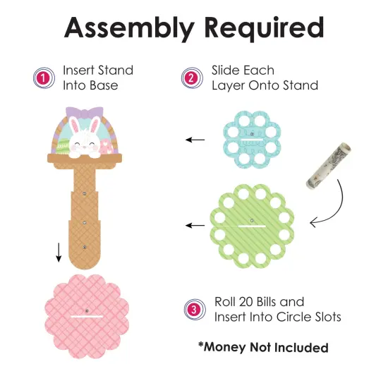 Big Dot of Happiness Spring Easter Bunny - DIY Happy Easter Party Money Holder Gift - Cash Cake {6}