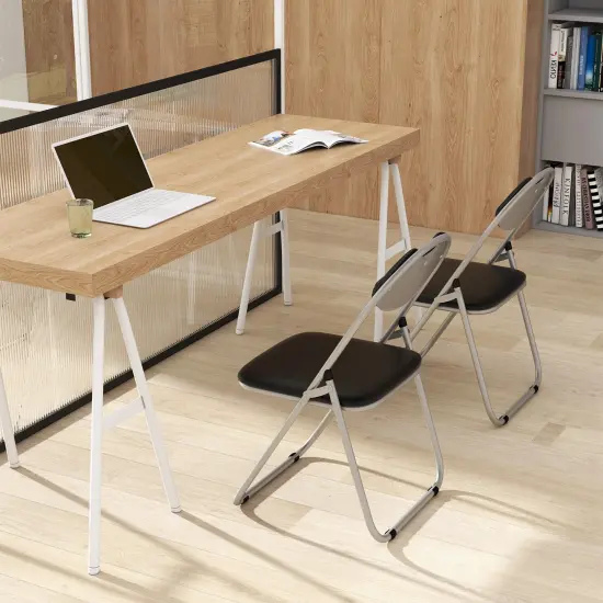 Costway 2/4 PCS U Shape Folding Chairs Furniture Home Outdoor Picnic Portable Black {9}