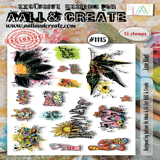 AALL And Create A6 Photopolymer Clear Stamp Set-Love Blast {1}