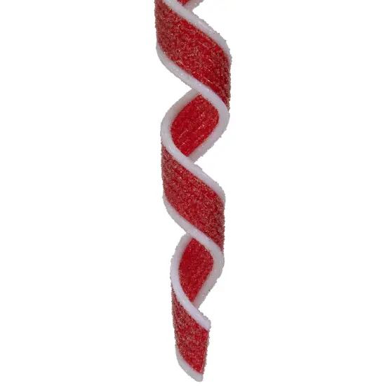Northlight 6ct Frosted Red and White Candy Twist Christmas Ornaments 9" {7}
