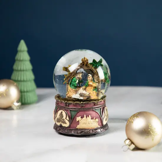 Northlight Holy Family Nativity Scene Christmas Snow Globe - 5.75" Brown {3}