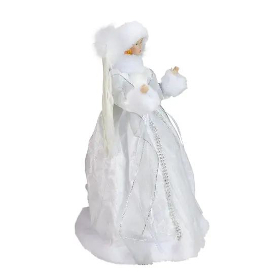 Roman 14" White Angel in a Sparkly Dress Christmas Tree Topper- Unlit {3}
