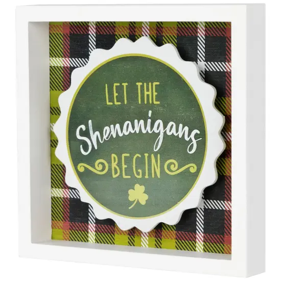 Northlight "Let the Shenanigans Begin" St. Patrick's Day Framed Wall Sign - 6" - Green Plaid {6}