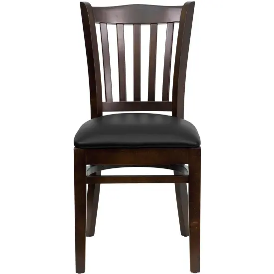 Emma and Oliver 2 Pack Vertical Slat Back Wooden Restaurant Chair Mahogany/Mahogany {7}