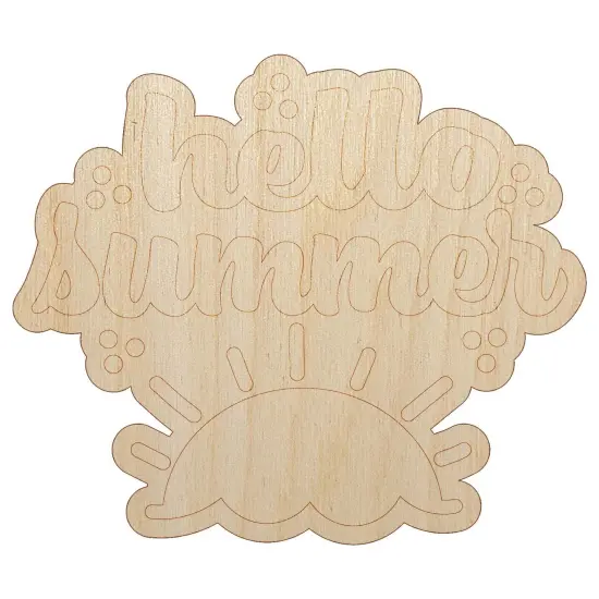 Hello Summer Unfinished Wood Shape Piece Cutout for DIY Craft Projects {2}
