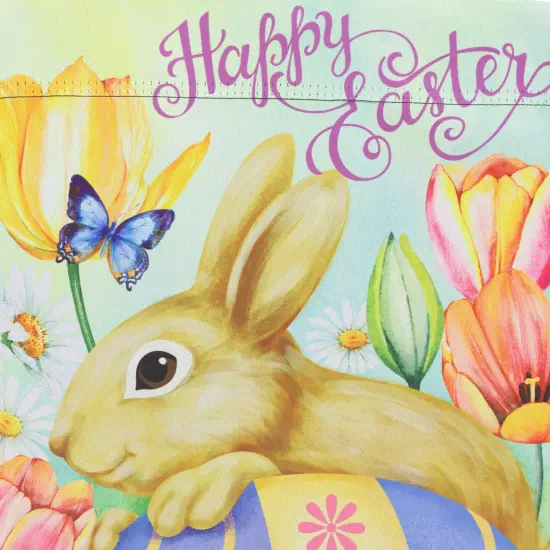 Northlight Bunny and Butterflies "Happy Easter" Outdoor Garden Flag - 18" x 12.5" Green {5}