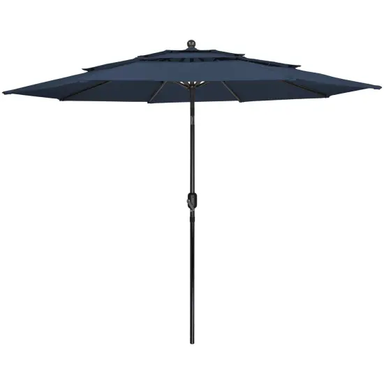 Northlight 9.75ft Outdoor Patio Market Umbrella with Hand Crank and Tilt, Navy Blue {1}