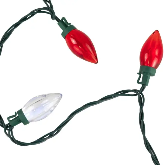 Northlight LED C9 Christmas Lights - Red and Pure White - 16' Green Wire - 25ct {7}