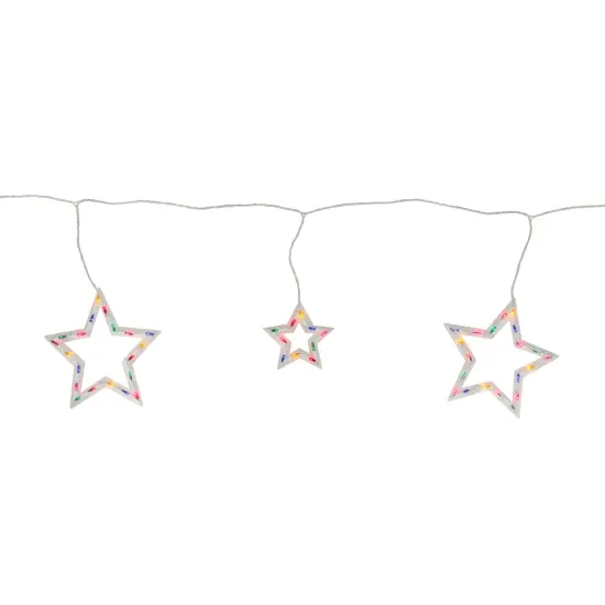 Northlight Star Shaped Icicle Christmas Lights - Multicolor - 7' White Wire - 6ct {3}