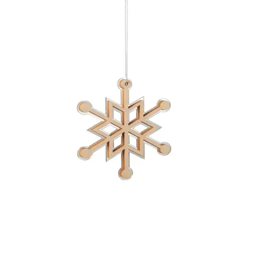 Midwest 4" Mirrored Rustic Wooden Snowflake Christmas Ornament Brown {1}