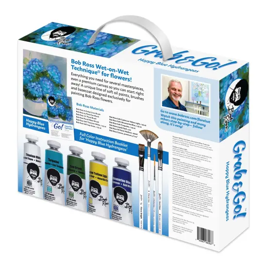 Bob Ross Grab & Go Floral Painting Kit-Happy Blue Hydrangeas {2}