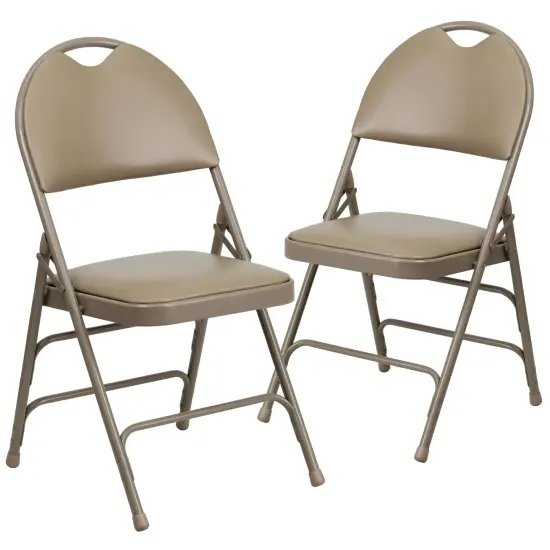 Emma and Oliver 2 Pack Home & Office Easy-Carry Party Events Padded Folding Chair NavyFabric/GrayFrame {6}