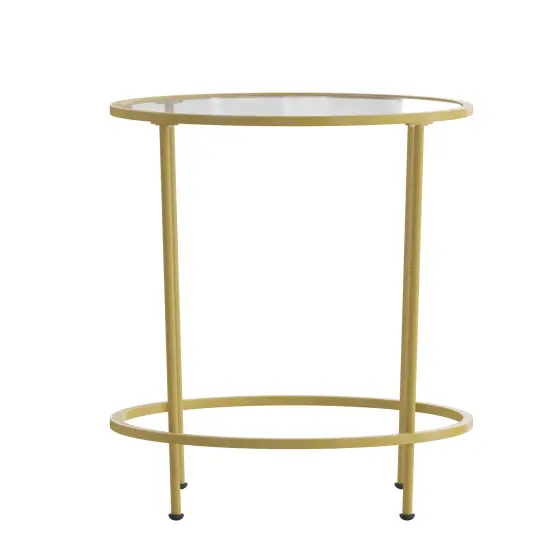 Merrick Lane Newbury End Table with Round Frame and Vertical Legs Clear/Matte Black {8}