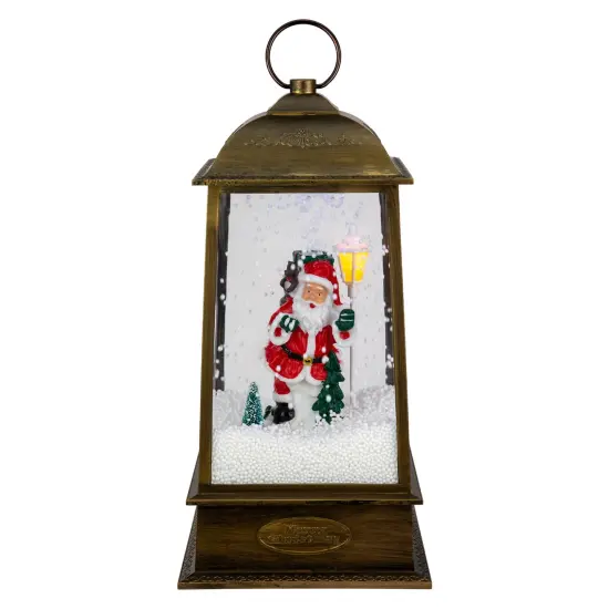Northlight LED Lighted Snowing and Musical Santa Christmas Lantern - 13.5" Bronze {1}