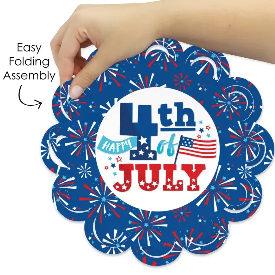 Big Dot of Happiness Firecracker 4th of July - Red, White and Royal Blue Party Round Table Decorations - Paper Chargers - Place Setting For 12 {6}