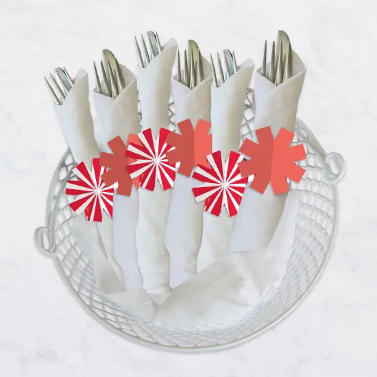 Big Dot of Happiness Red Stripes - Simple Party Paper Napkin Holder - Napkin Rings - Set of 24 {4}