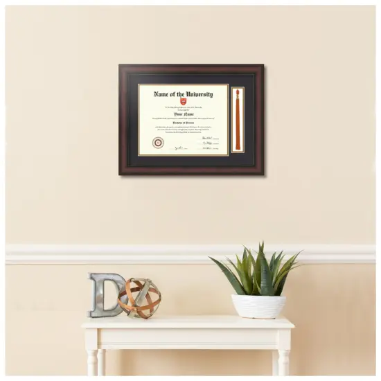 ArtToFrames 11x14 inch Diploma Frame with Tassel Opening - Framed with Black and Gold Mats, Comes with Regular Acrylic and Sawtooth Hanger for Wall Hanging (DT-11x14) {2}
