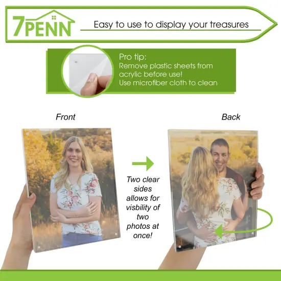 7Penn Acrylic Picture Frames Double Sided Set 8x10in Magnet Clear Picture Frames {3}