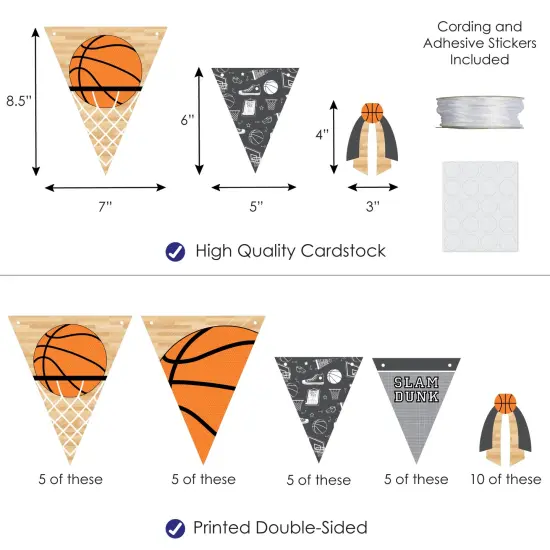 Big Dot of Happiness Nothin' But Net - Basketball - DIY Baby Shower or Birthday Party Pennant Garland Decoration - Triangle Banner - 30 Pieces {4}