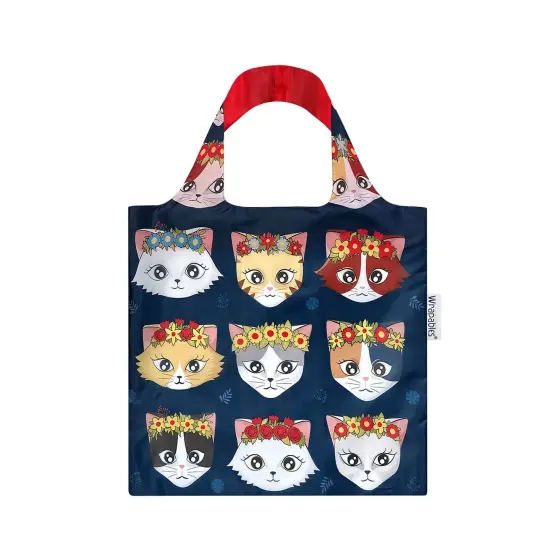 Wrapables Allybag Foldable & Lightweight Reusable Grocery Bag, Grab & Go Cats & Crowns {1}