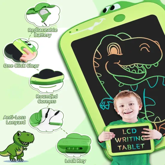 LCD Writing Tablet Kids Toys for Girls Boys Age 2-3 Gift Ideas, Dinosaur Colorful Doodle Board Educational Learning Toys for Children 3 4 5 6 7 8 Year Old, Toddler Drawing Pad Travel Toys {6}