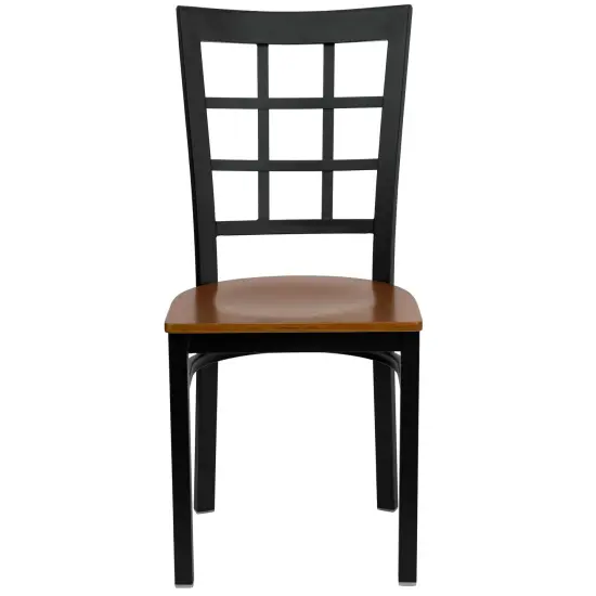 Emma and Oliver 2 Pack Window Back Metal Restaurant Chair Cherry/BlackMetal {2}