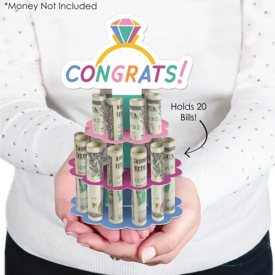Big Dot of Happiness Just Engaged - Colorful - DIY Engagement Party Money Holder Gift - Cash Cake {3}