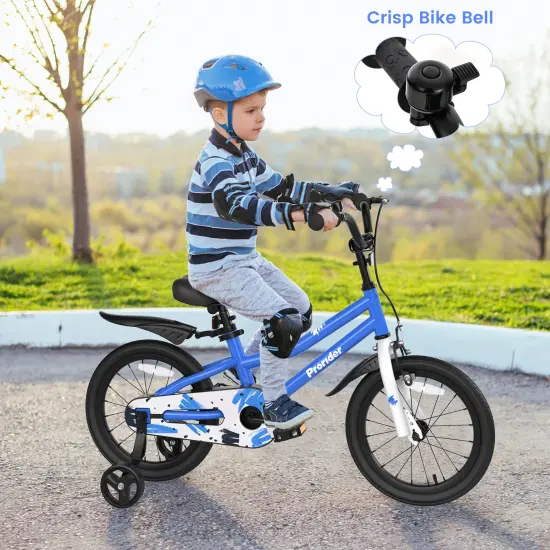 16 Inch Kid's Bike with Removable Training Wheels Blue {4}