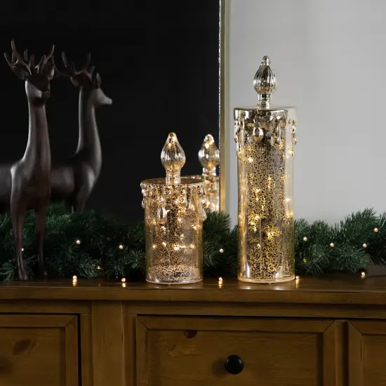 Northlight LED Lighted Dripping Mercury Candle Christmas Decoration - 8.75" - Gold {4}