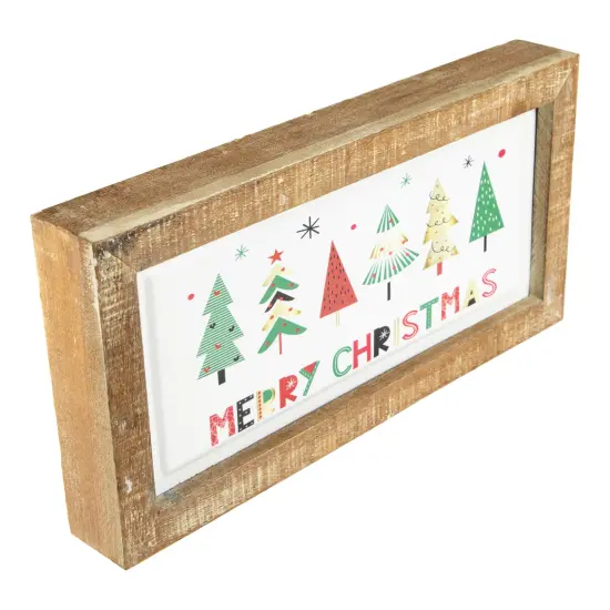 Northlight 11.75" Framed Merry Christmas Trees Metal Wall Sign Multi {4}