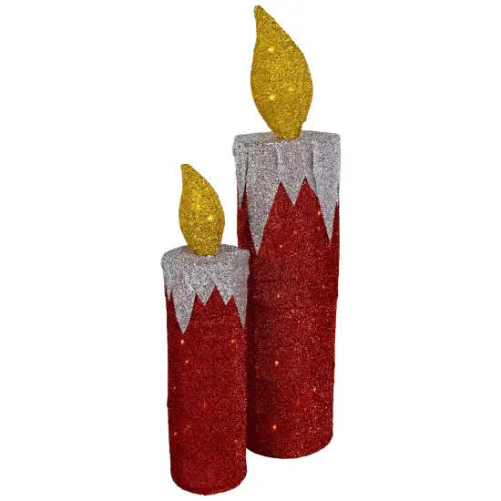 Northlight LED Lighted Candles Outdoor Christmas Decorations - 22.75" - Red - Set of 2 {6}