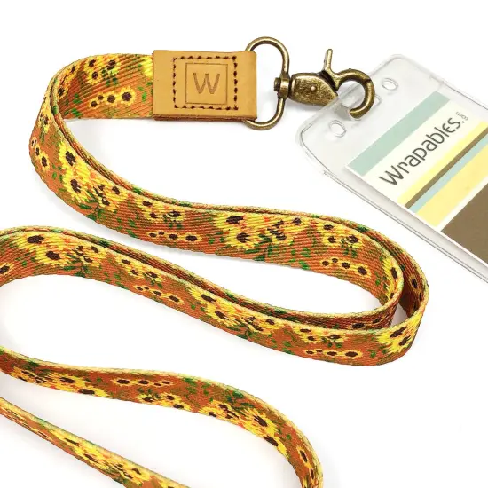 Wrapables Lanyard Keychain and ID Badge Holder Sunflowers Tan {3}