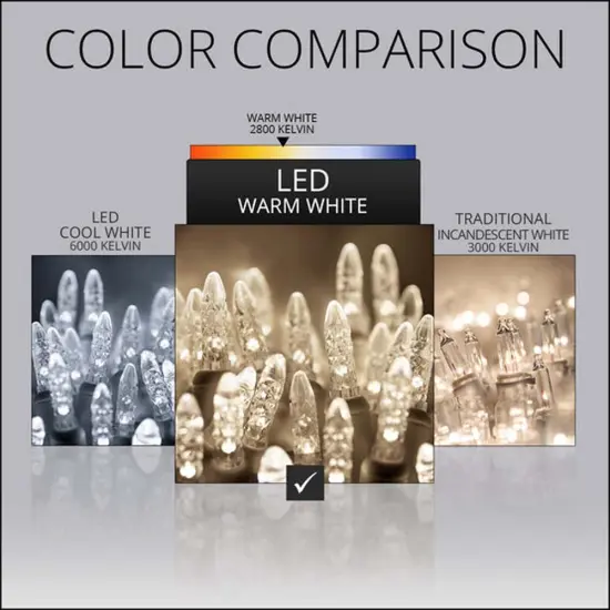 70 Warm White M5 LED Lights, Green Wire, 4" Spacing {5}