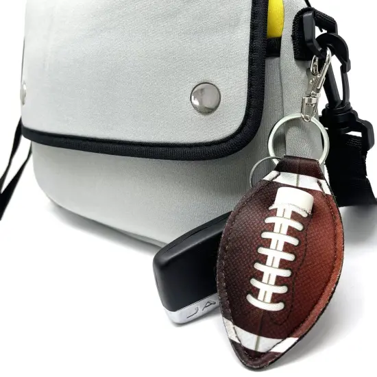 Wrapables 10 Pack Chapstick Holder Keychain with 10 Pieces Metal Clasps Football {4}
