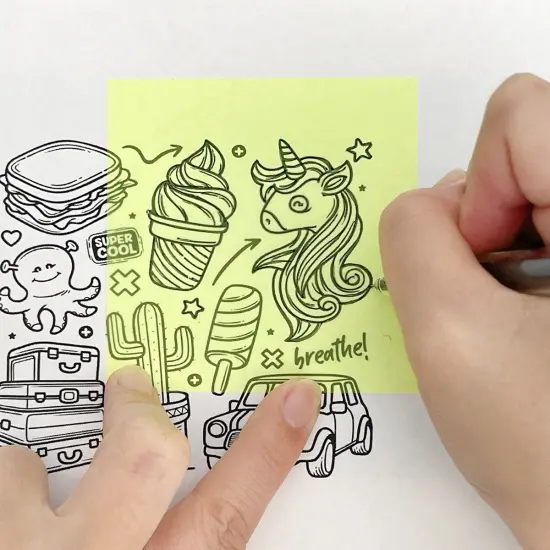 Wrapables Transparent Sticky Notes, Waterproof Self-Adhesive Memos for Home, School, Office (Set of 5) Multicolor {6}