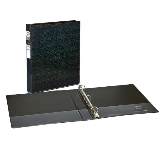 Avery Luxe Collection Durable Holographic 3 Ring Binder, Customizable View Cover, 1 Inch Round Rings, 1 Holographic Black Binder (03225) {2}