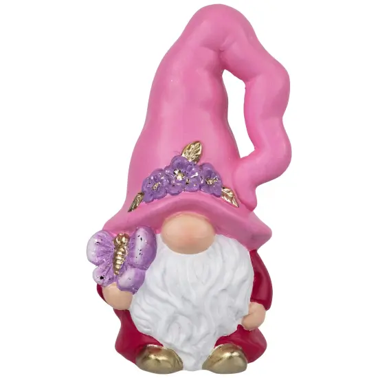 Northlight Spring Gnome Figurine and Butterfly - 7"- Pink and Fuchsia {1}