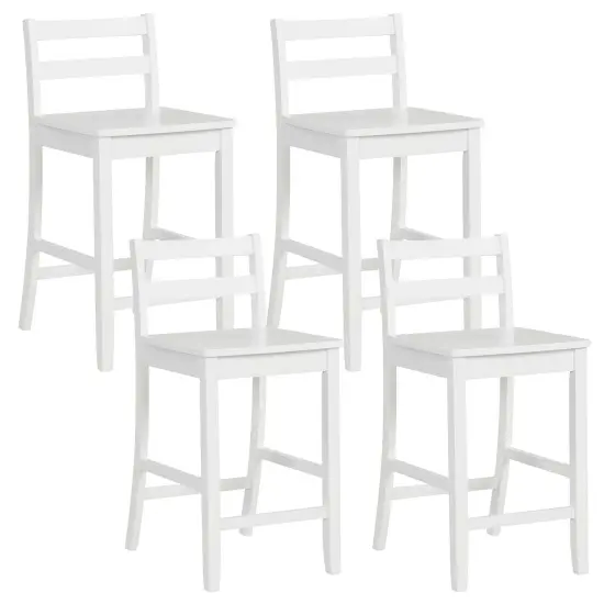 Costway 24-Inch Wooden Bar Stools Set of 4 with Ergonomic Backrest Counter Height Stools Black/White {1}