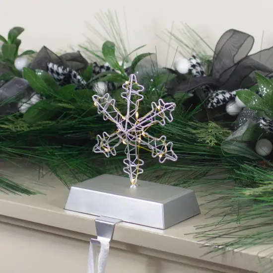 Northlight 7.5" LED Lighted Silver Wired Snowflake Christmas Stocking Holder {3}