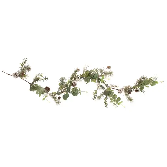 Northlight 5' White Berry, Eucalyptus and Pinecone Christmas Garland - Unlit Green {1}