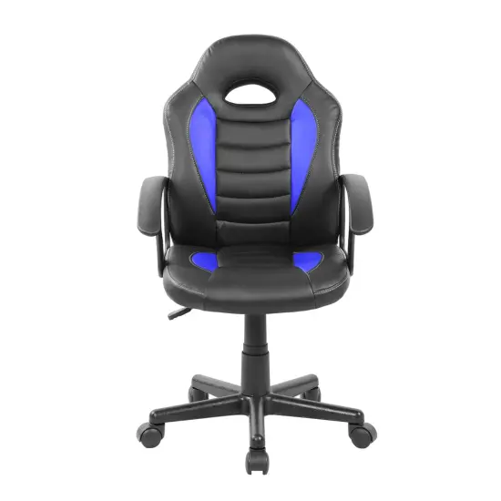 Techni Office Solutions 35.25" Black and Blue Techni Mobili Kid's Gaming and Student Racer Chair with Wheels {3}