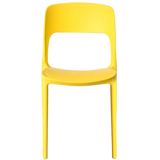 Modern Plastic Outdoor Dining Chair with Open Curved Back Single Yellow {2}