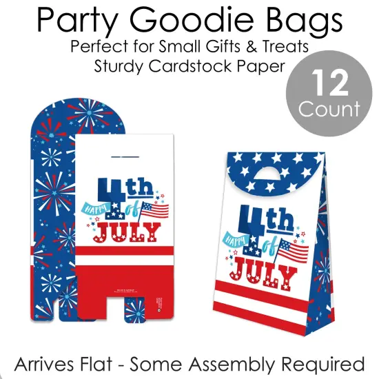 Big Dot of Happiness Firecracker 4th of July - Red, White and Royal Blue Gift Favor Bags - Party Goodie Boxes - Set of 12 {7}