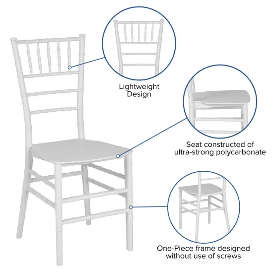 Emma and Oliver Resin Stacking Dining Chiavari Chair White {2}