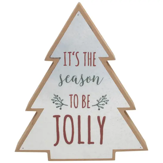 Northlight Tree Shaped "It's the Season to be Jolly" Christmas Sign - 10" Silver {1}