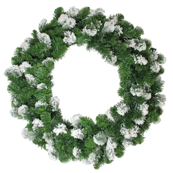 Allstate Snowy Flocked Colorado Pine Artificial Christmas Wreath - 30" - Unlit Green {1}