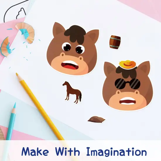 Wrapables Make Your Own Sticker Sheets, DIY Make a Face Animal, Food, Party Favor Stickers (24 Sheets) Farm Animals {3}