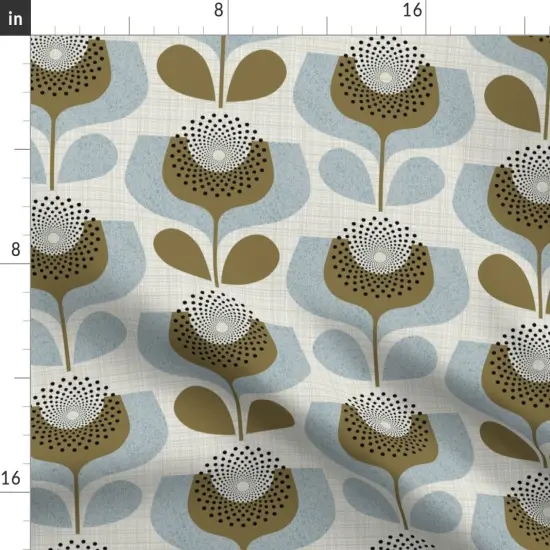 Various Fabrics by the Yard or Fat Quarter Neutral Botanical Geometric Flowers 70S Inspired Shapes Custom Printed Fabric by Spoonflower {2}